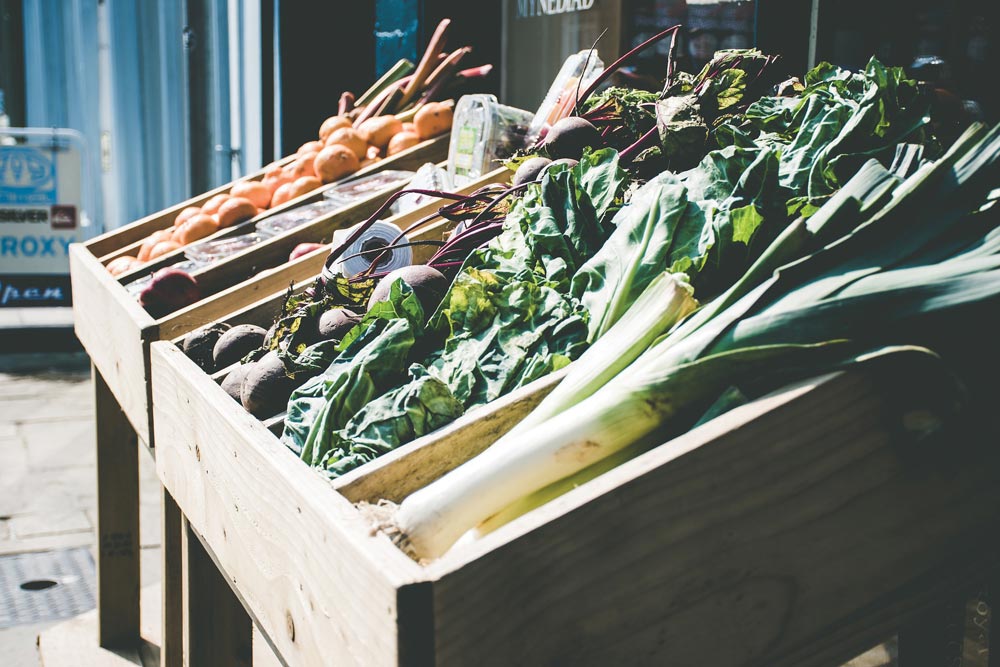 Market stall vegetables